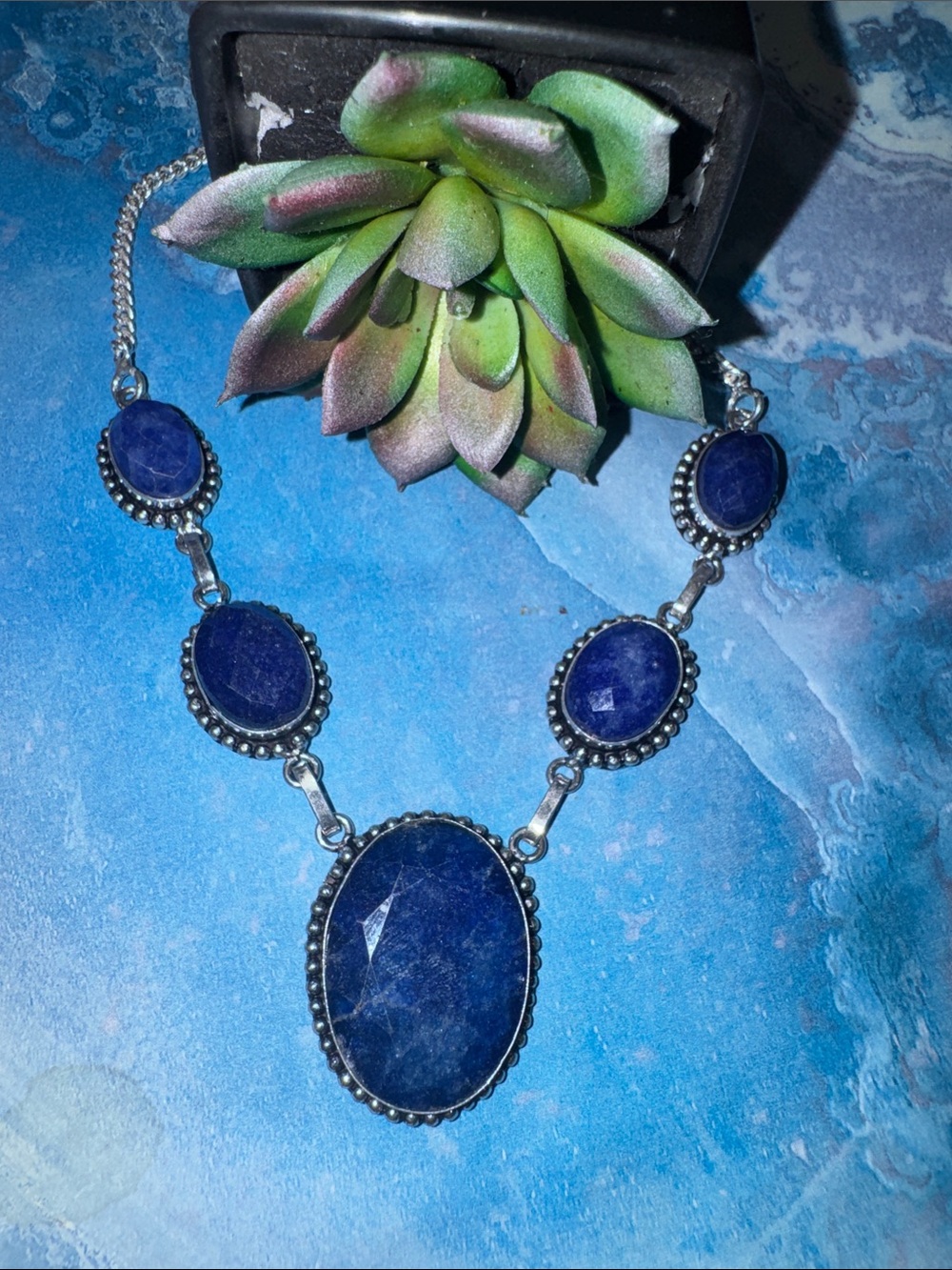 Silver Sapphire Necklace
